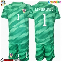 Otroške Nogometnih dresov Hrvaška Dominik Livakovic #1 Vratar Gostujoči EP 2024 Kratki rokavi (+ hlače)